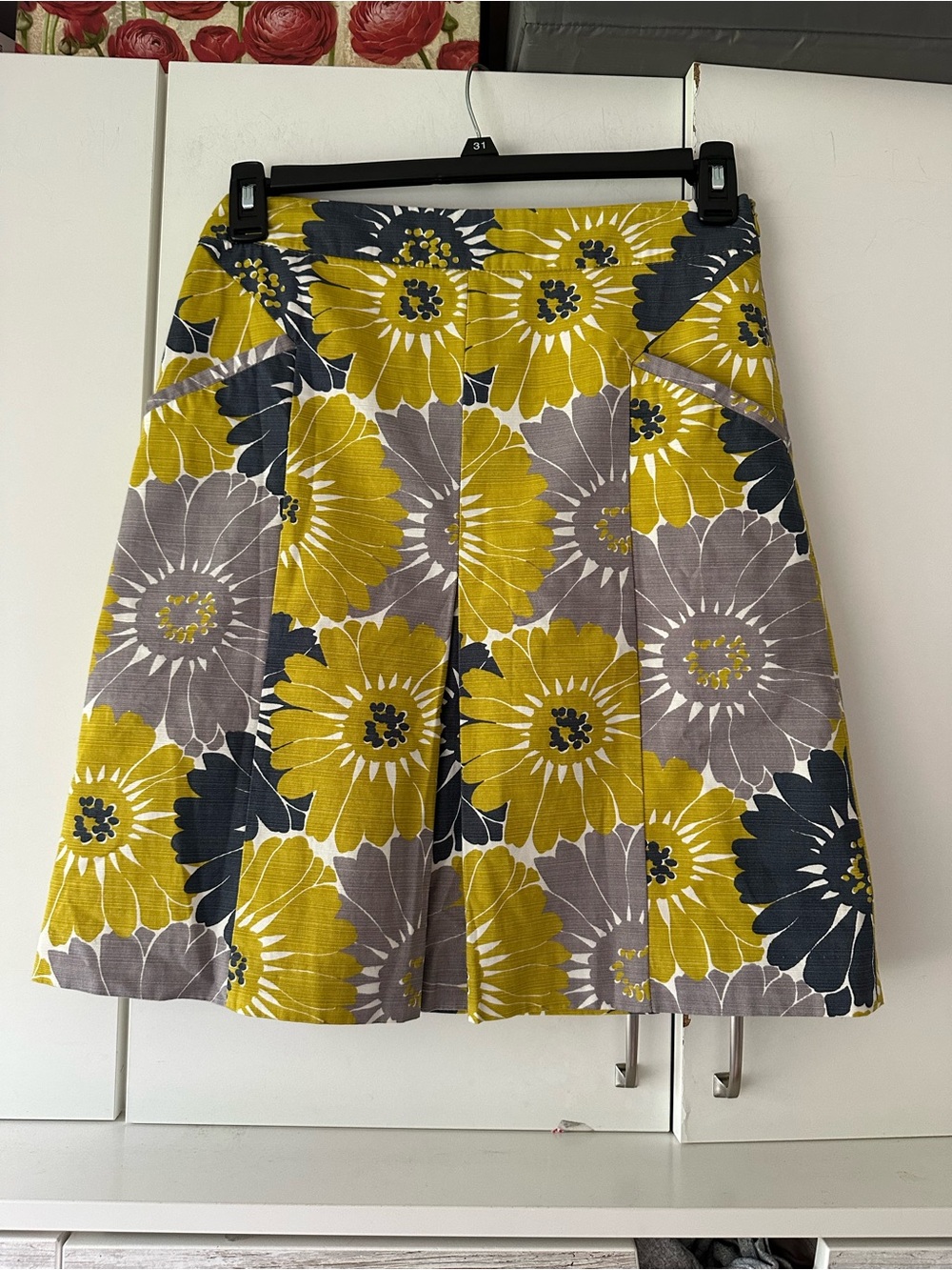 🌼 Boden Floral A-Line Cotton Skirt with Pockets Lined Size UK 10 US 6